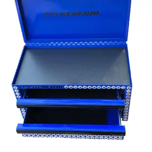 US General Blinged Out Mini Tool Box - Blue with Sparkly Accents and Drawers