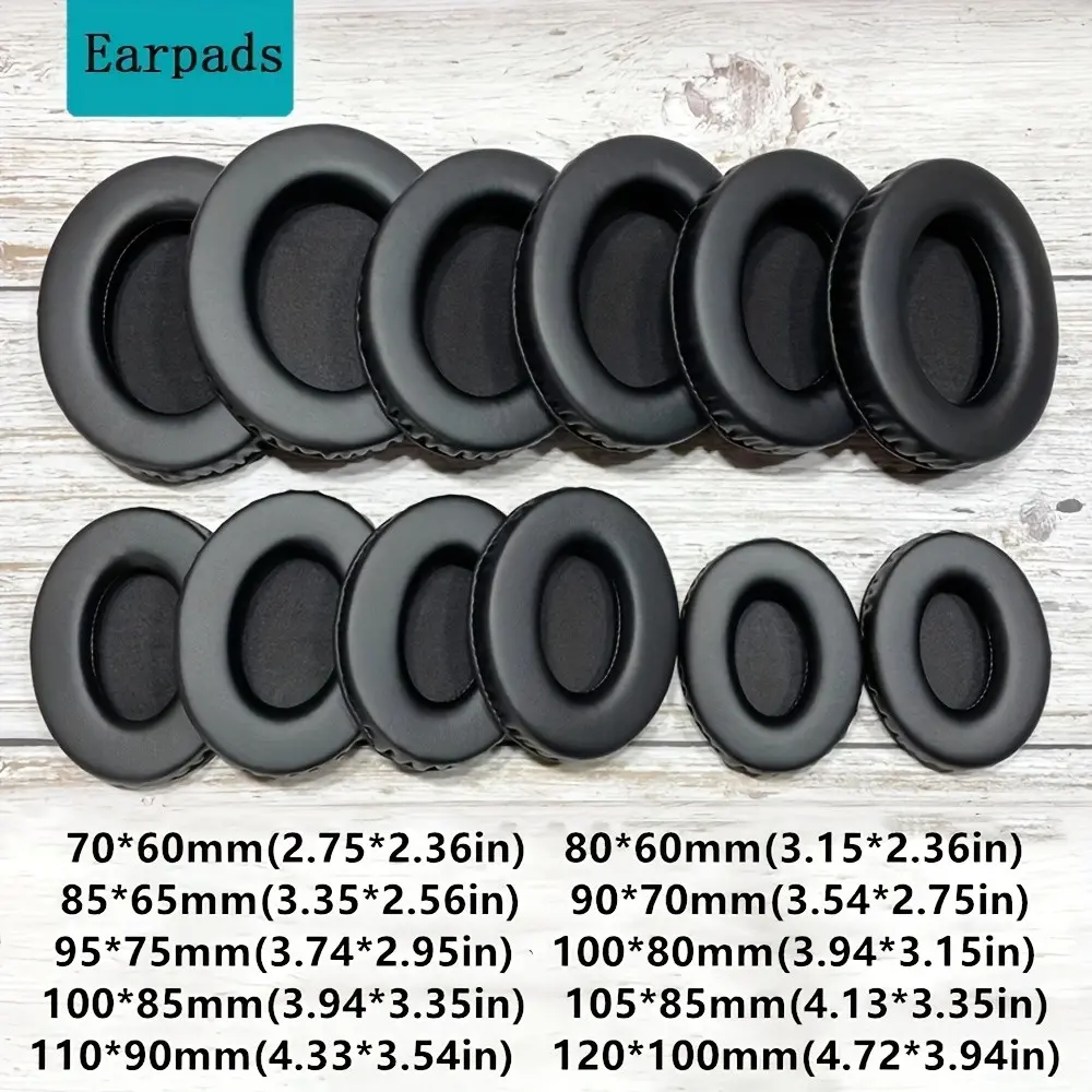Universal Oval Earpads Headphone Replacement Ear Pads, Durable Soft Foam Cover Ear Cups, Headset Repair Parts, Accessories for Audio Devices, Black