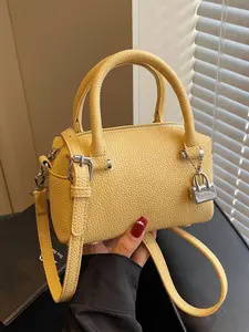 Niche design textured lychee pattern handbag, available in multiple colors, versatile crossbody mini bag, with detachable shoulder strap, perfect for daily outings, a must-have for fashionistas who want to take photos, Fashionable Crossbody Bag