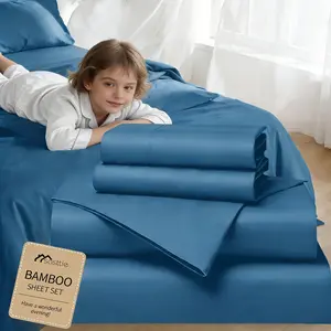 SASTTIE Bamboo & Cotton Blend Kids Sheet & Pillowcase Sets Bedding - Breathable Bamboo Sheet Sets-Ultra Soft Bamboo Cotton Bed Sheets with Deep Pocket Fitted for Toddler, 2300 TC Soft Cooling Sets, Shrink & Wrinkle Resistant, for all-Season Comforter Fit
