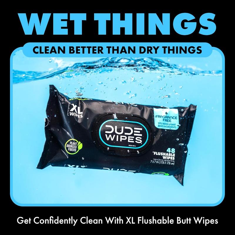 DUDE Wipes - Flushable Wipes - Unscented 8 Pack + Mint, 402 Ct.- XL Wipes with Aloe Vera  - Septic & Sewer Safe Better Than Toilet Paper