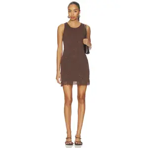 ASTA RESORT Natalia Mini Dress in Dark Chocolate Sequin