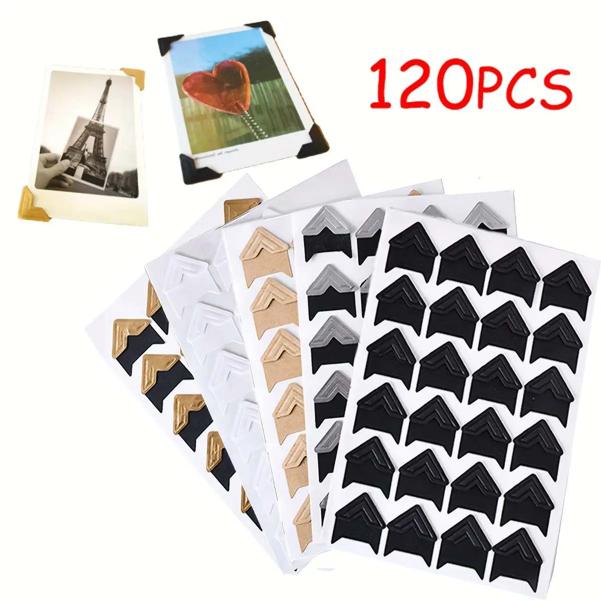 Yooma 120 Self-adhesive Photo Stickers, Album Folder DIY Album Accessories, Retro Kraft Paper Corner Stickers, Album and Photo Frame Decorations, Scrapbook Picture Protection Decorative Stickers