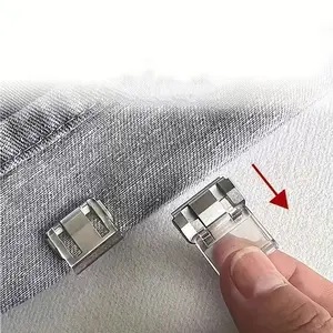 Pant leg anti-drag fixing device, jeans cuff trimming closure, no-sew clip, lengthening or shortening invisible pant leg clip