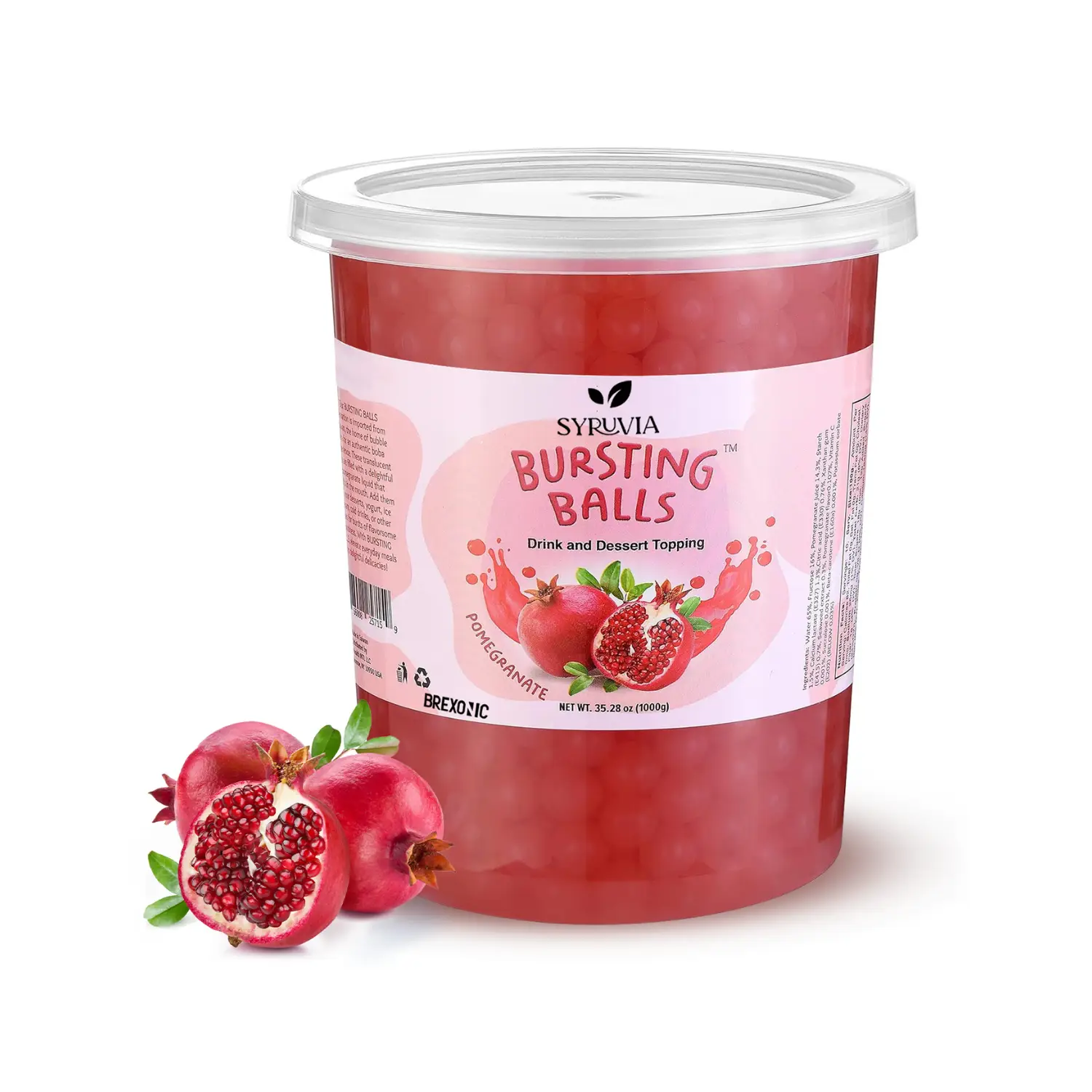 Pomegranate Boba Pearls Popping Bursting Boba, Bubble Tapioca Pearls For Bubble Tea (Pomegranate, 2 LB 1 Pack) Beverage Sweet