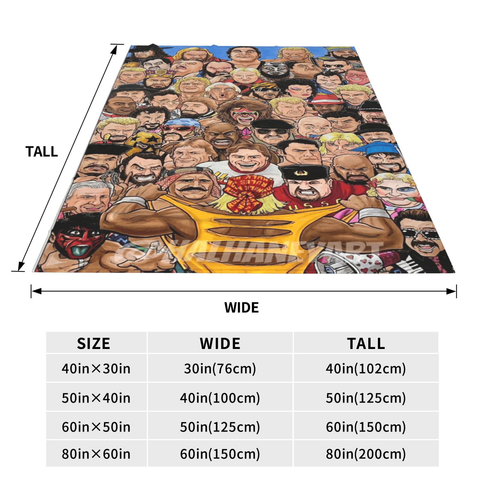 Hulk Hogan & WWE Legends Plush Blanket, Soft Wrestling Throw for Man Cave