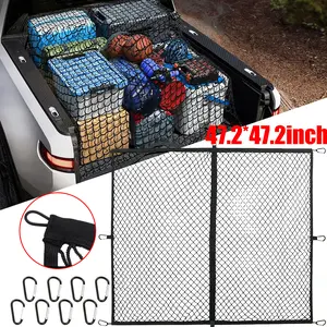 Highly Elastic Cargo Net for Pickup Truck Bed,Durable Nylon Heavy Duty Pickup Truck Bed Organizer Accessories - 8 Metal Carabiners for ATV, SUV, UTV, Truck and Boat Stretchable