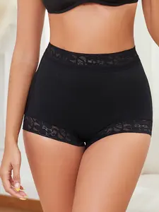 Women High Waist Shapewear Panty with Lace Contrast, High Stretch Tummy Control & Butt Lift, Breathable Fabric for Everyday Wear, Invisible Underwear for Weddings & Parties summerwins under waer everywhere Lace Girdle non-slip design basic minimalist