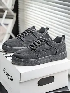 Men's Deep Suede Low-Top Retro Street Style Lace-Up Casual Thick Sole Commuter Shoes, Comfortable and Stylish Sneakers