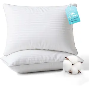 Bed Pillows  Size Set of 2-  Cover, Down Alternative Gel Polyfill Filled, Flat Soft Medium Adjustable Hotel-Style Pillow Inserts, 20x30 Inch