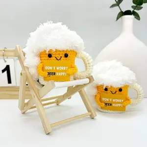 Cute Crochet Doll, Handmade Crochet Figure with Positive Message Card, Creative Knitted Home Decor for Valentine's Day, New Year Birthday Gift Idea