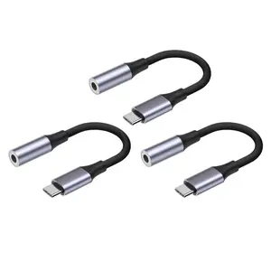 USB C to 3.5mm Audio Adapter Type C to Headphone Aux Jack Dongle Cable Cord Compatible with Smartphones (3 Pack)