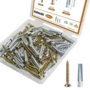 100 Pcs M3 M6 Tree Shaped Steel Hollow Wall Anchor with Screws, Metal Expansion Screws for Concrete and Drywall, Loose Hinge Hole Repair Kit