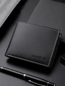 Men's Business Fashion Durable Bifold Wallet, Simple Style Plain Color Wallet, Casual Trendy Wallet for Work & Daily Use