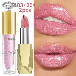 Shimmering Cream Lipstick Set, 2 Pcs, Moisturizing Glossy Micro-Flake Formula, Long-Lasting Waterproof, High Pigmentation, Non-Toxic