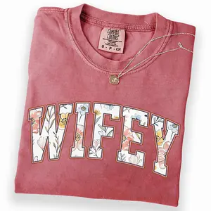 Comfort Colors Floral Wifey Shirt, Romantic Wife Graphic Tee, Anniversary Gift for Wives