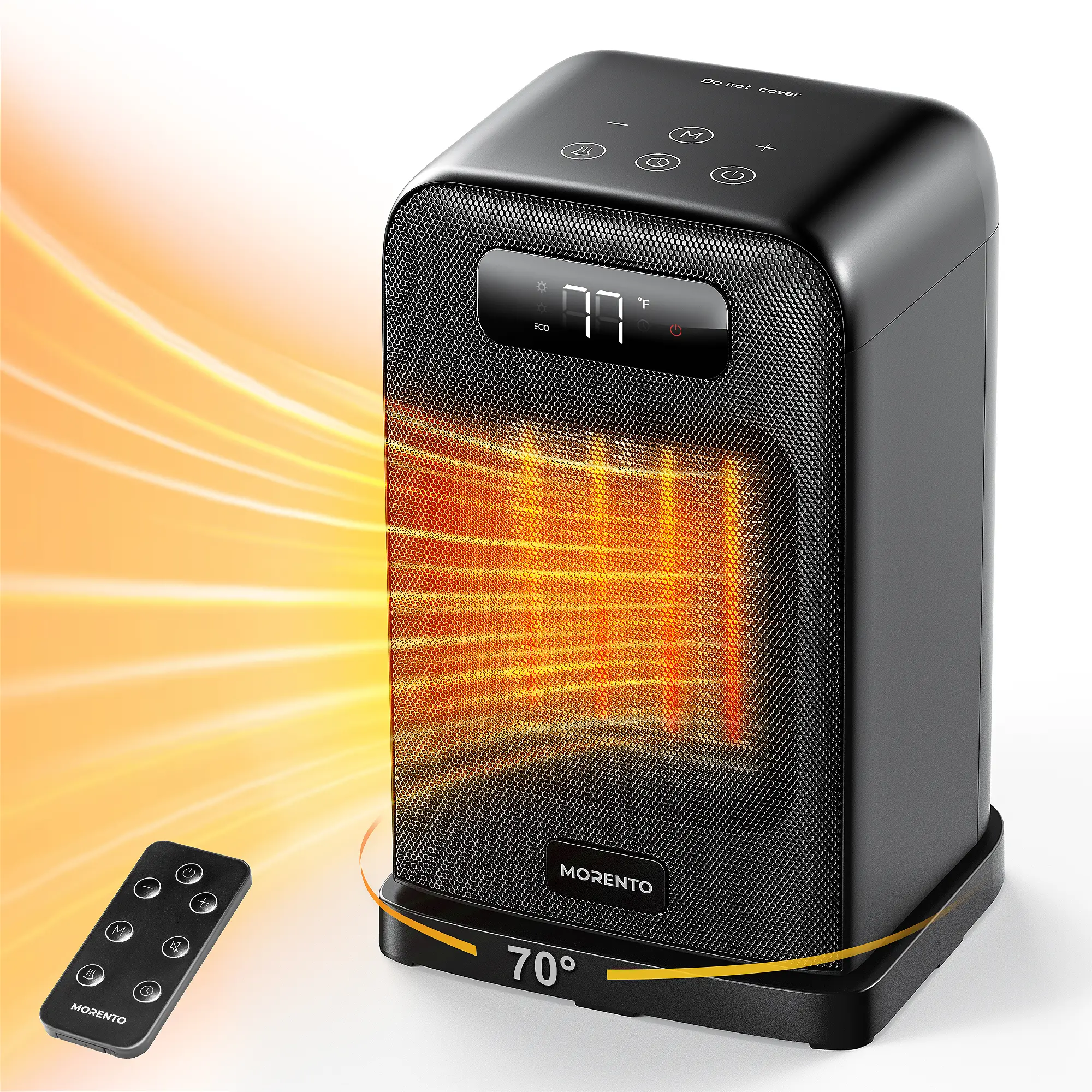 MORENTO 1500W Indoor Portable Electric Space Heater - 10-15in Desk Heater with 3 Heating Modes, Adjustable Heating Temperature, Fan, Remote Control, WIFI for Safe Home Use