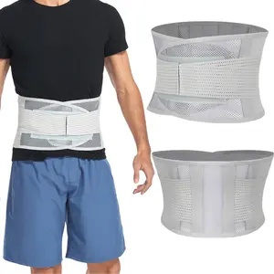 Menswear Body Shaper Waist Trainer Cincher Gray Girdle Breathable Adjustable Solid Bands Trimmer Shapewear Spandex Back Brace Belt Lumbar Support Belt Workout Polyester Gym
