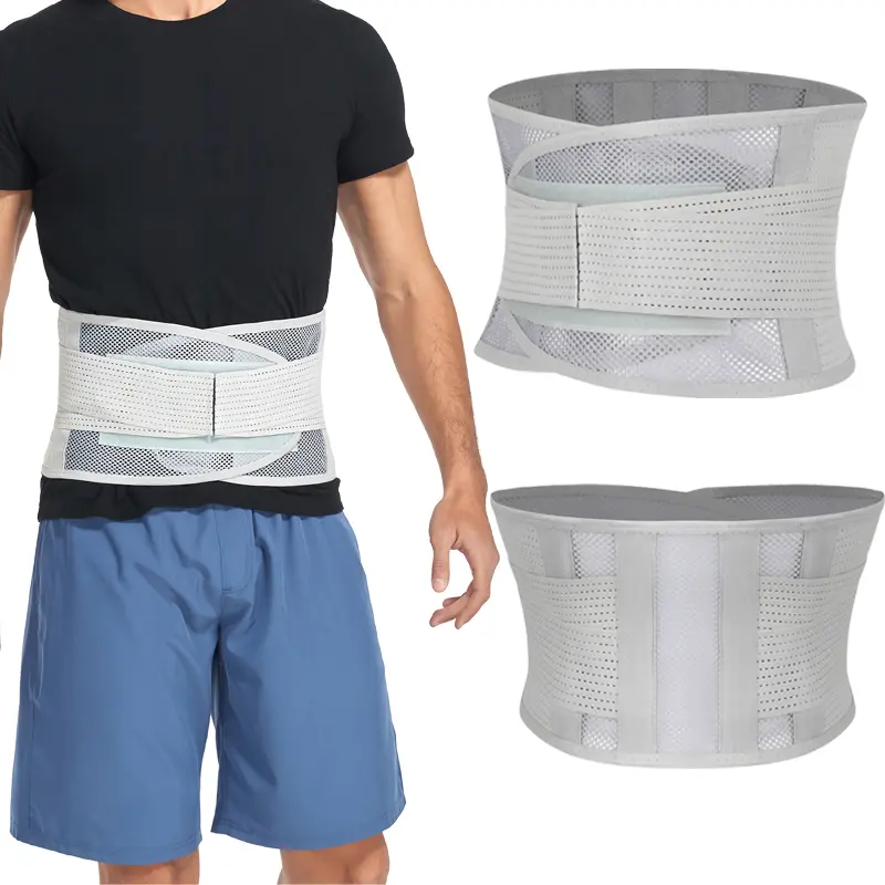Men's Unisex Polyester Body Shaper Waist Trainer Cincher - Gray Girdle with Breathable Adjustable Solid Bands, Spandex Back Brace, Lumbar Support Belt for Gym Workouts