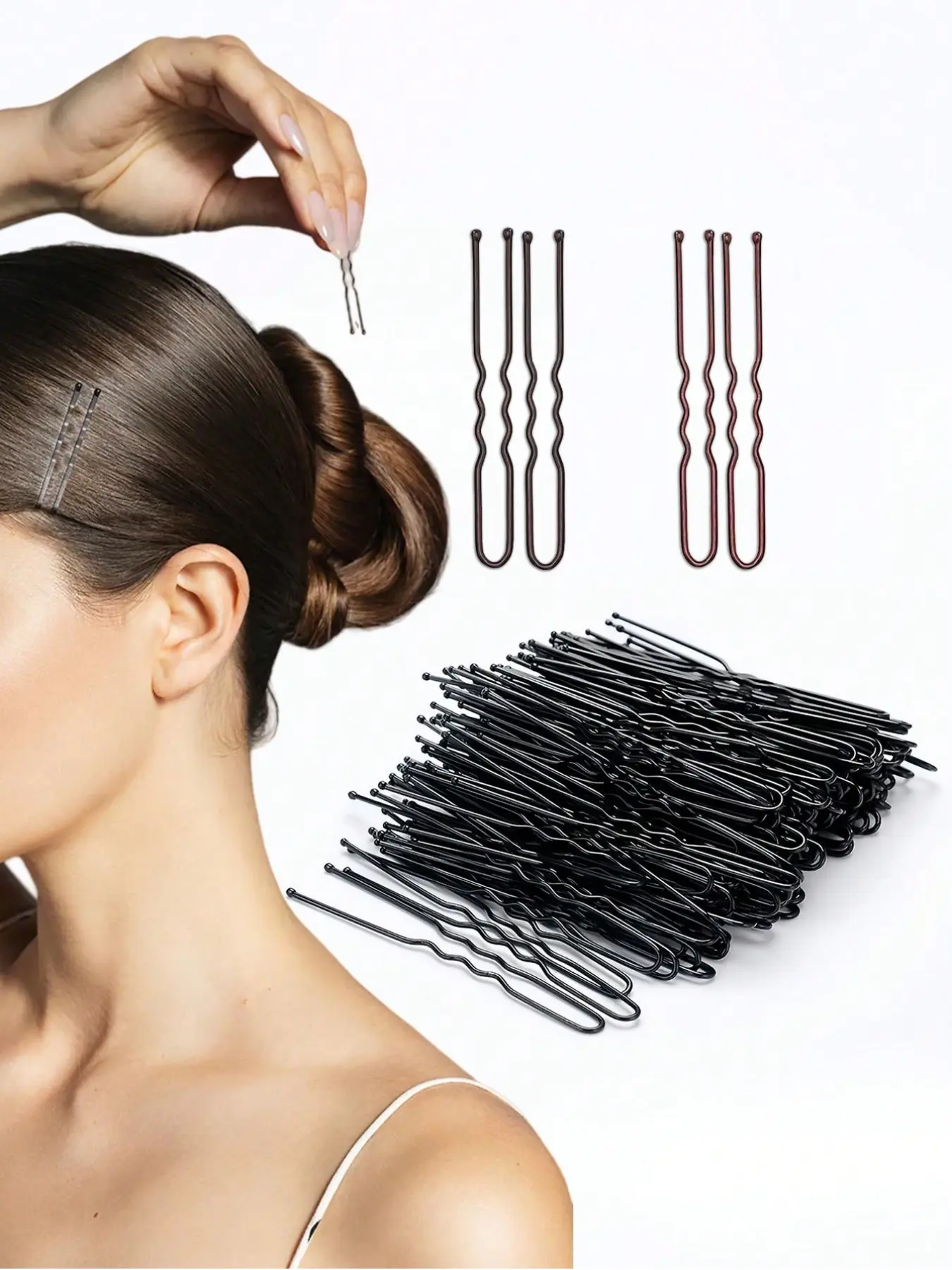 100pcs U-Shaped Hair Clips for Women, Styling Tool for Daily Hairstyles, Secure Non-Slip Design, Multifunctional Hair Accessories, Hairpins