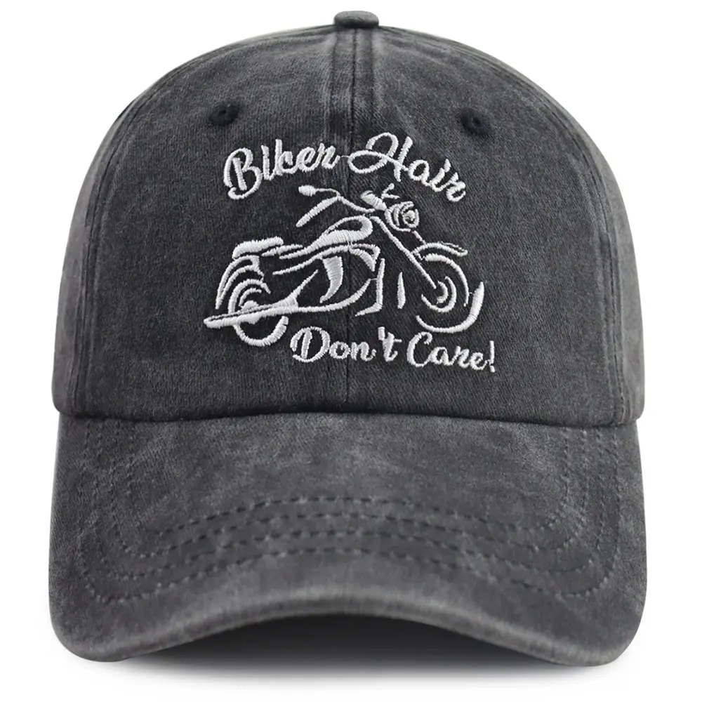 Biker Gifts for Men Women Girl, Funny Biker Hair Don't Care Hat, Adjustable Motorcycle Decor Baseball Cap, Birthday Gifts for Motorbike Rider Lover