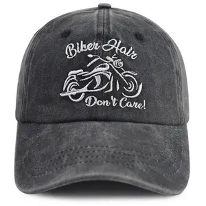 Biker Gifts for Men Women Girl, Funny Biker Hair Don't Care Hat, Adjustable Motorcycle Decor Baseball Cap, Birthday Gifts for Motorbike Rider Lover