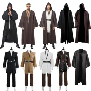 Jedi Cosplay Knight Fantasia Disguise Costume For Adult Men Roleplay Uniform Cloak Fantasy Outfits Halloween Carnival Disguise