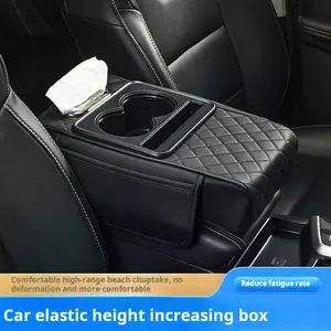 Multifunctional Car Armrest Box Heightening Pad 2026 New Model Central Console Organizer with 4-in-1 Armrest Elbow Pad, High-End Car Storage Box with Cup Holder and Tissue Dispenser, Nappa Leather Waterproof Thickened