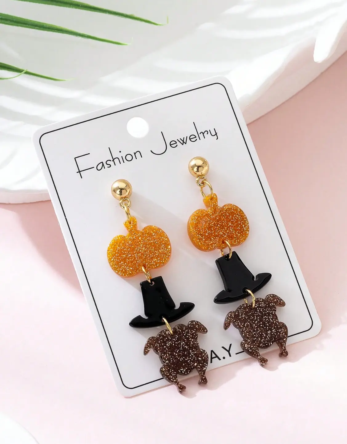 1 Pair Thanksgiving Pumpkin & Turkey Design Fashion Jewelry Earrings For Women, Perfect Gift For Holiday Gatherings