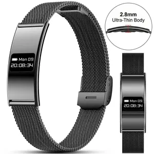 JIAYAOO Ultra-Thin Smart Bracelet for Men Women, 2.8mm Slim Body, 41.2g Lightweight, 24H Real-Time Health & Sleep Monitoring, IPX8 Waterproof, Multiple Exercise Modes, Shake to Take Photo, Extra Nylon Band Gift, Fitness Tracker Compatible with iPhone Andr