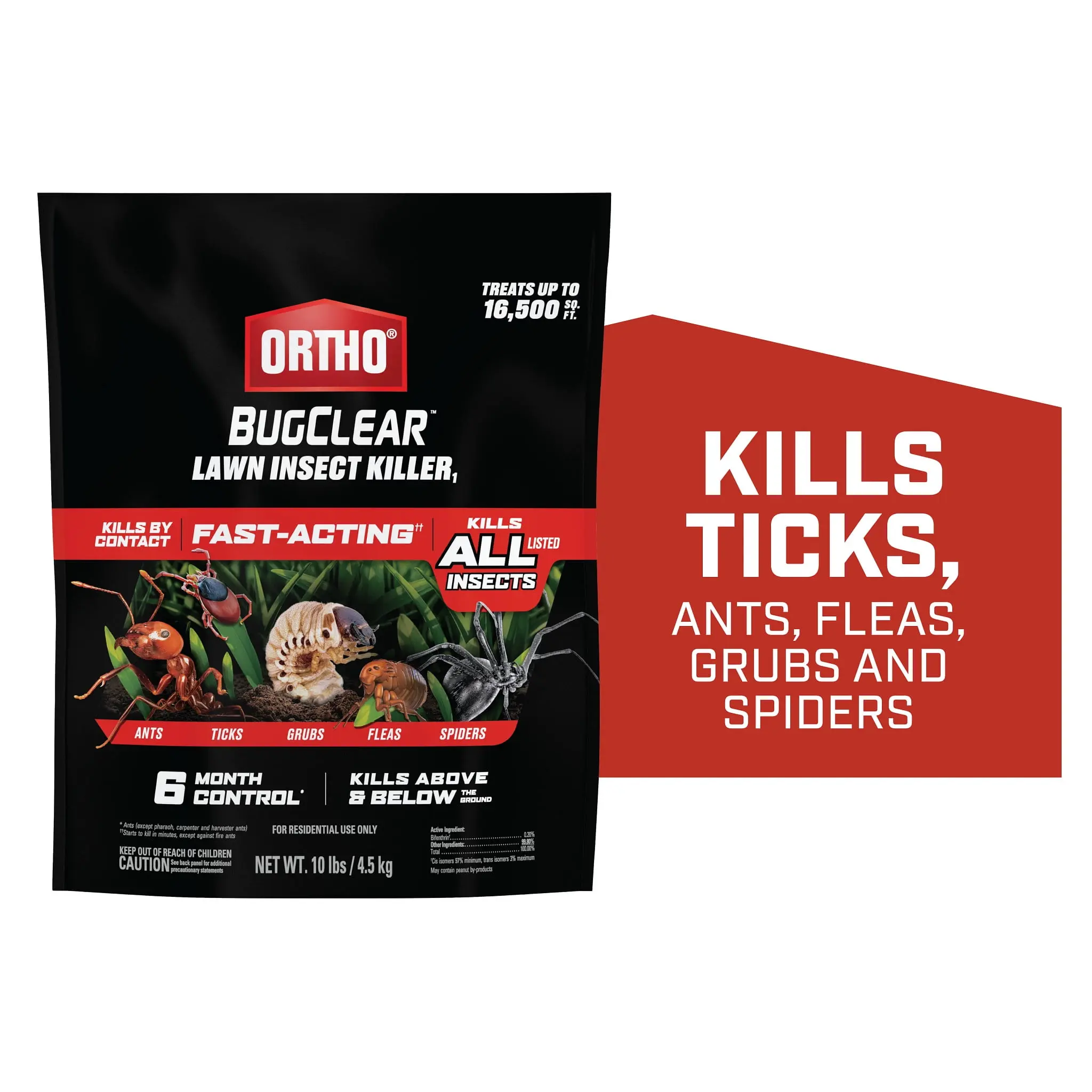 10 lb Lawn Insect Killer Granules, Fast-Acting Outdoor Pest Control for Ants, Fleas, Ticks, Grubs & Spiders, Covers Up to 16,500 sq ft