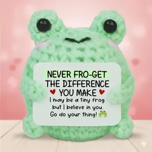 OASSIE Thank You Gifts for Women Men - Handmade Emotional Positive Frog Crochet - Christmas Birthday Inspirational Appreciation Teacher Gifts for Women, Retirement Gift for Woman Coworkers Boss Friend