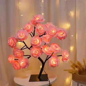 Rose Flower Design Tree Night Light, USB Powered Table Lamp, Room Lights for Bedroom, Versatile Holiday Decoration Lights For Indoor Bedroom, Valentine's Day Gift, Home Decor, Decorative