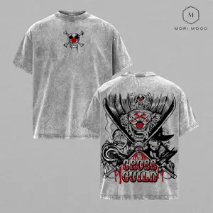 Cross Guild Pirate Emblem Graphic Buggy Tee – Yonko Alliance Anime Shirt, Clown Emperor' & 'Hawk Eyes Inspired Design, Buggy T-Shirt, Vintage Washed Oversized Manga T Shirt, Heavyweight Cotton Streetwear for True ''One Piec'' Fans