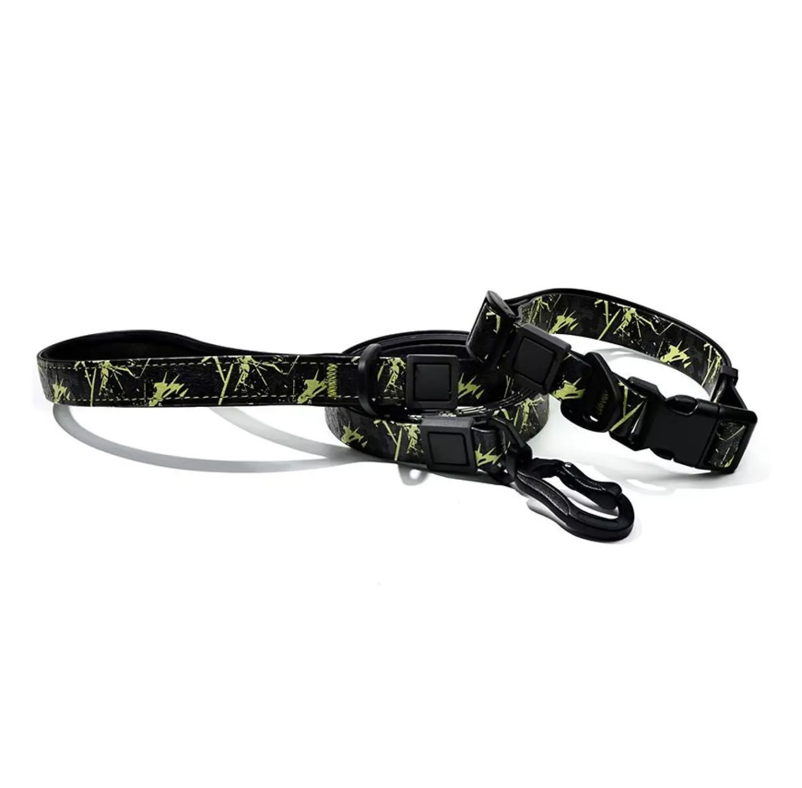 Graffiti Splash Waterproof PVC Dog Collars & Leads Set - Bite Resistant, Custom Logo Option, Secure Walks for Small/Medium/Large Dogs (4 Colors)