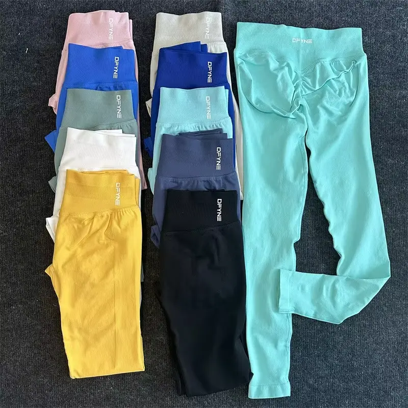 Dfyne Impact Leggings Women Seamless Yoga Scrunch Butt Lifting Gym Legging Low Ribbed Waistband Fiess Sports Tights