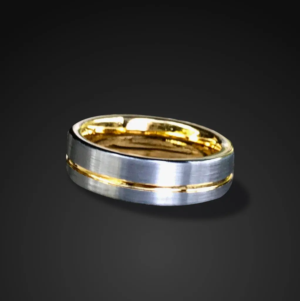 Gold Plated Ring for Him and Her | Tungsten Wedding Band for Unisex | 5mm