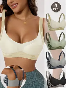 5PCS-Women's Winter Warm Soft Support Seamless Athletic Bra, Non-Wired Comfort Thin Cup, Fitted Backless Lingerie, All Seasons Casual Wear