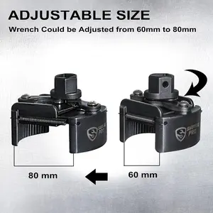 SMOTIVE PRO Universal Oil Filter Wrench Set 60mm-80mm Adjustable Tool with 2 Non-Slip Serrated Jaws for Vehicle Maintenance Durable Steel Construction - Autos