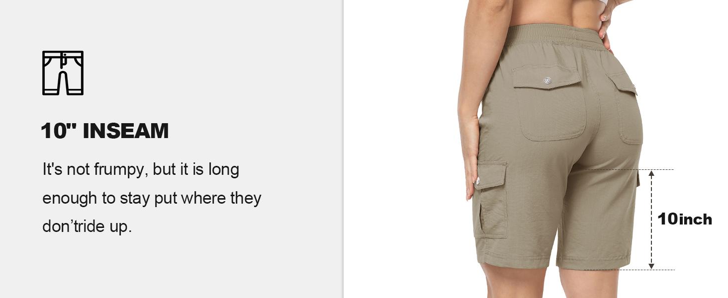 Women's lightweight quick drying outdoor shorts with multifunctional pockets and elastic waistband, suitable for hiking and camping