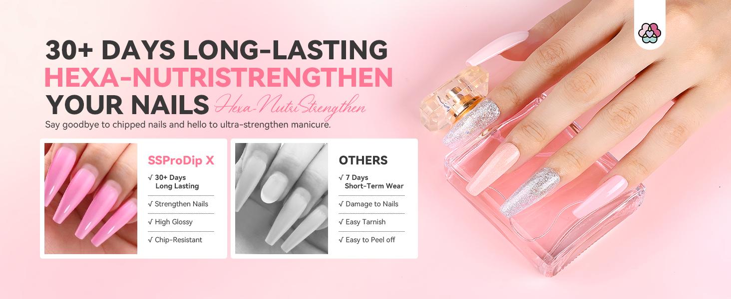 SAVILAND Dip Powder Nail Kit with Drill: 6 Color French Nail Art Perfect Beginners Set Features Pink Nude Glitter Clear Powder DIY Home Manicures