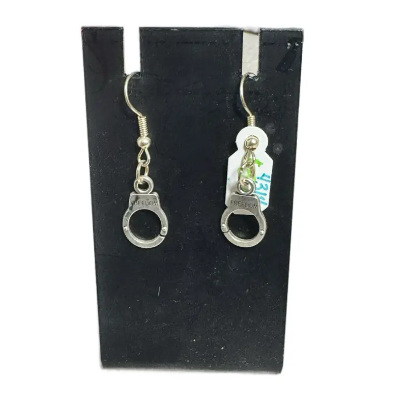 Freedom Handcuff Earrings - Silver Color, Simple Design,