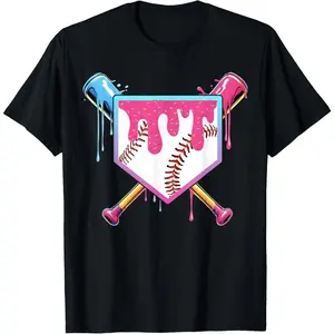 [Cotton] Cotton Baseball Drip For Boys Ice Cream Drip Youth Boys Baseball T-Shirt Tshirt  Business Graphic Print Tee Graphic Printed Tee Golf Gift T-Shirt For Men And Women
