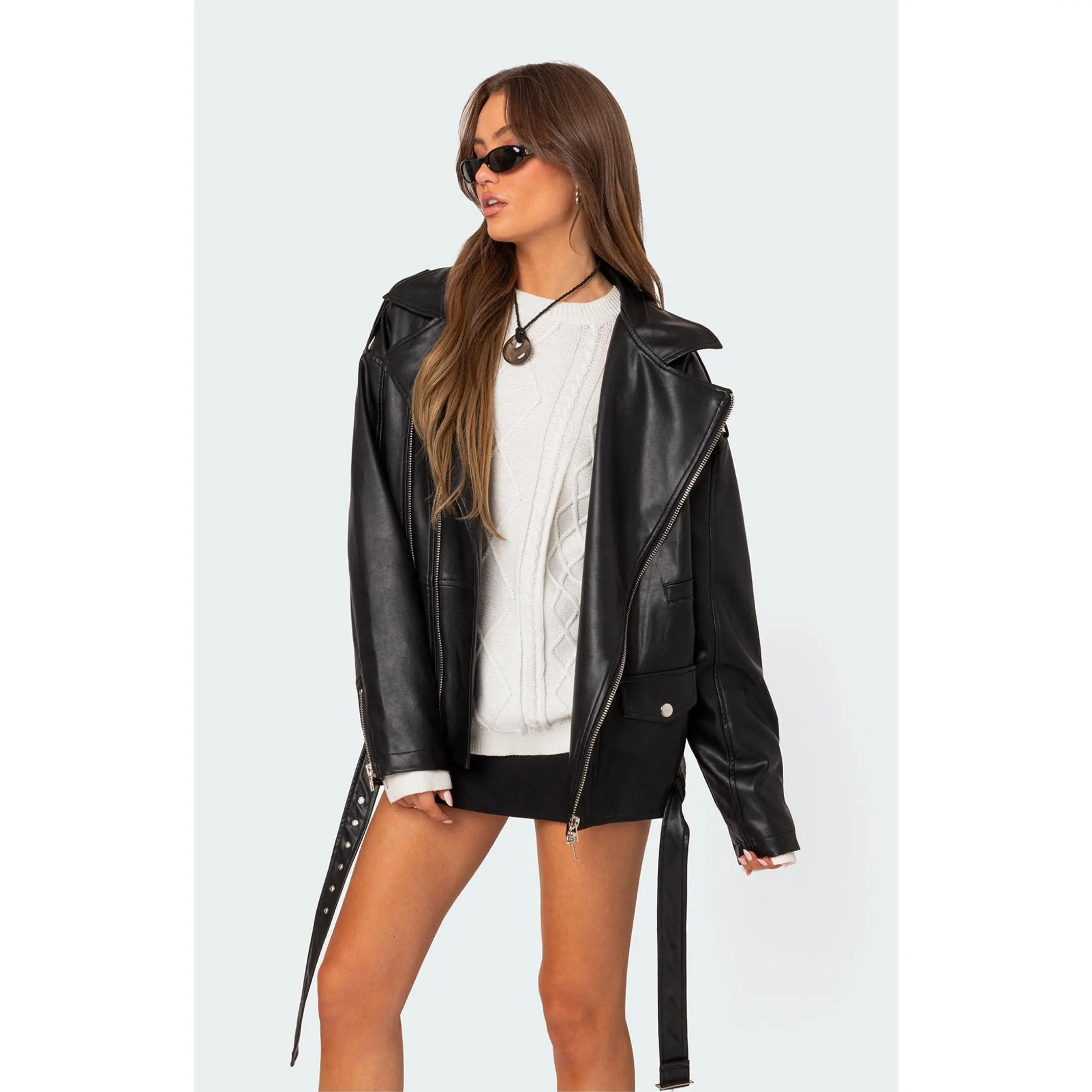 Edikted Women's Wrenley Oversized Faux Leather Jacket Edikted Women's Wrenley Oversized Faux Leather Jacket