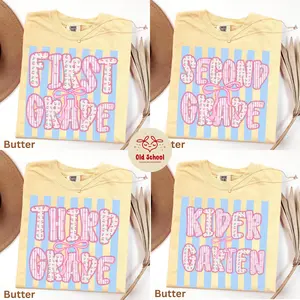 Comfort Colors First Second Third Fourth Fifth Grade Kindergarten Teacher Shirt, Grade Teacher Tee, Back to School Teacher Gift, Teacher Appreciation Gift, Cute Summer Elementary School T-shirt