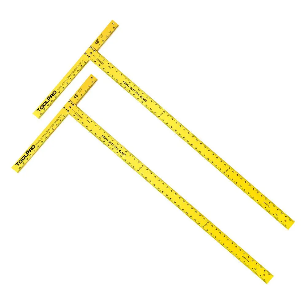 ToolPro Heavy Duty 48 in. Ruled Drywall T-Square Ruler - Most Rugged Square for Drywall Projects, Box of 2, Delivers Precision and Reliability