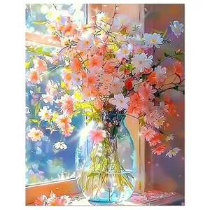 Flower Diamond Art Kits for Adults, 5D Diamond Painting Kits for Adults Beginners, DIY Full Drill Diamonds Painting Sunshine Flower Gem Art Kits for Gift and Home Decoration