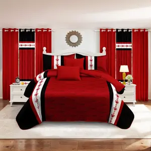 9 Piece Bamboo Fiber and Microfiber Bedding Set for Bedroom Dorm Decor Four Season Soft Comfort Queen King Full Size with Pillowcase Bedspread Bohemian Farmhouse Christmas Design