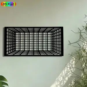 1pc 3D Grid Metal Wall Art, Optical Illusion Grid Statue Mural, Perfect for Housewarming, Anniversary Decor, Perfect for Living Room Office Studio Decor, Ideal Gift for Modern Art Enthusiasts.