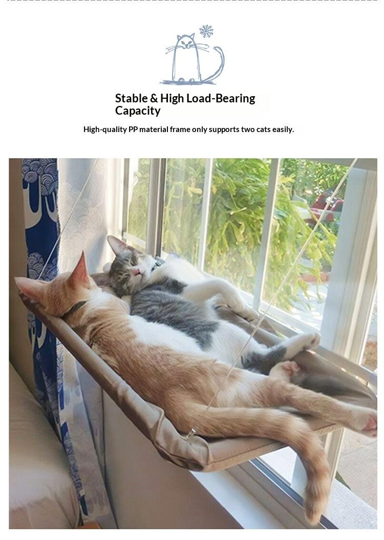 Folding cat hammock, suitable for windows, equipped with strong suction cups and sturdy metal frame, foldable and machine washable, ideal window habitat for cats and small dogs Folding cat hammock, suitable for windows, equipped with strong suction cups and sturdy metal frame, foldable and machine washable, ideal window habitat for cats and small dogs